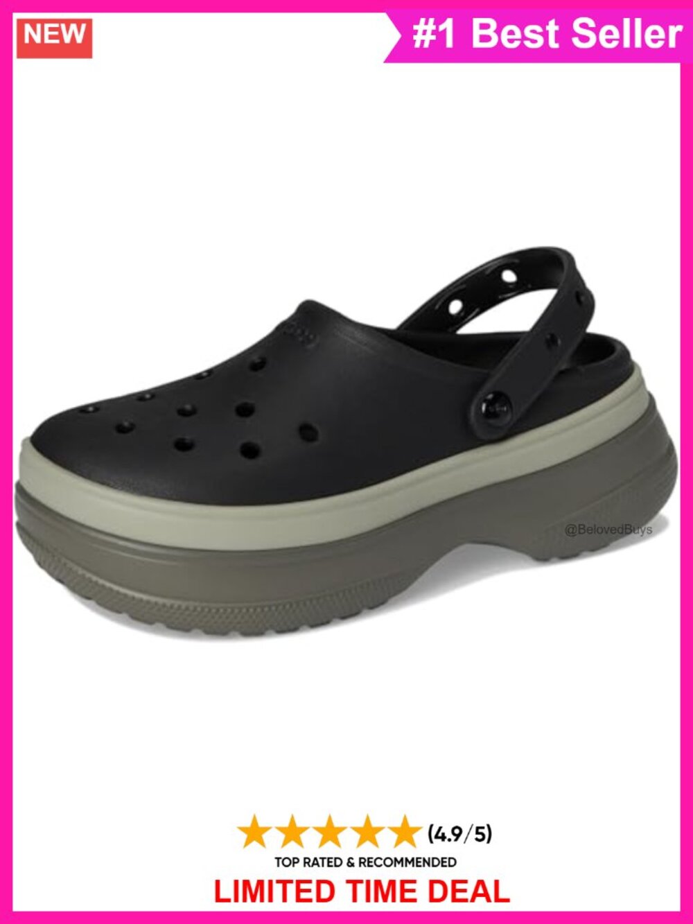 Classic Stacked Clogs Platform Slip-On Round Toe Casual Shoe